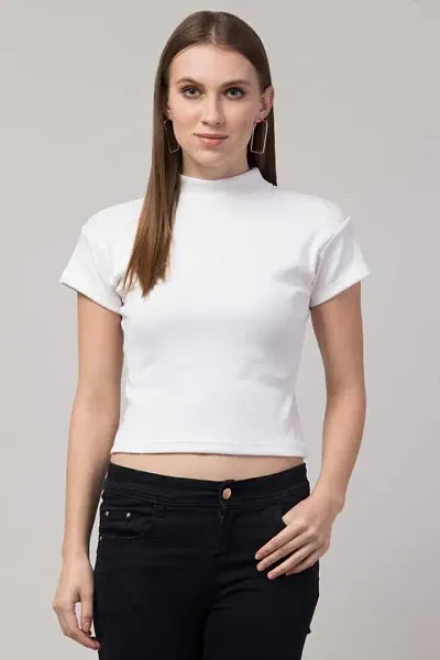 Neelja Women Cotton Lycra Solid Black Regular Fit T-Shirt
