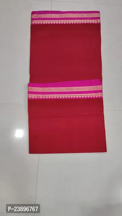 Elegant Red Cotton Saree with Blouse piece For Women