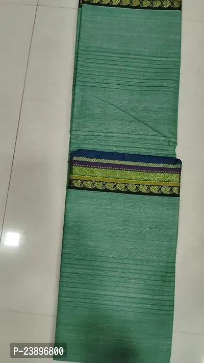 Elegant Green Cotton Saree with Blouse piece For Women