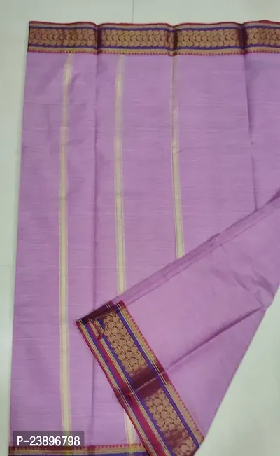 Elegant Pink Cotton Saree with Blouse piece For Women-thumb0