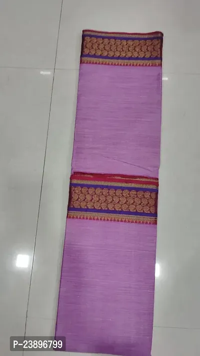 Elegant Pink Cotton Saree with Blouse piece For Women-thumb0