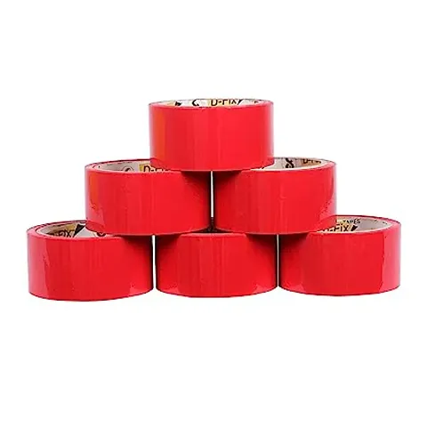 Inch Wide Colour Tape Packaging Tape Adhesive Multipurpose Home, Office Use DIY (Red, 48mm x 65 mtr, Pack of 6)