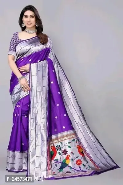 Beautiful Art Silk Paithani Saree With Blouse Piece-thumb0