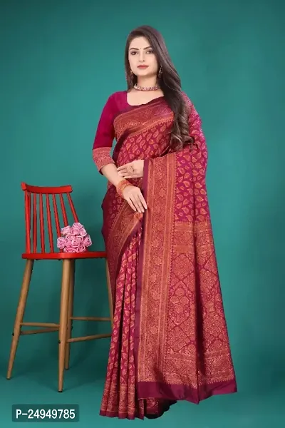 Classic Art Silk Saree with Blouse piece For Women-thumb0