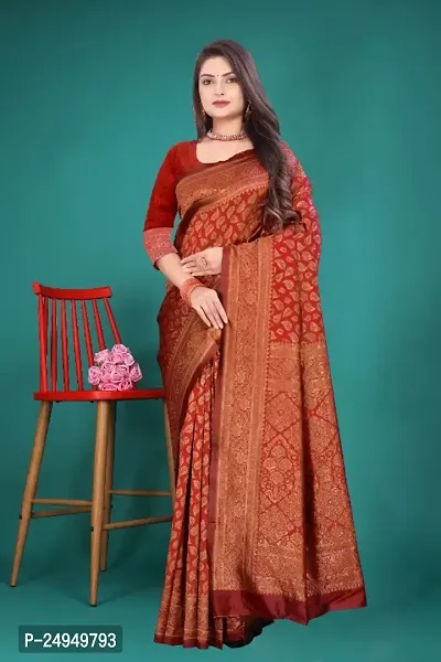 Classic Art Silk Saree with Blouse piece For Women-thumb0