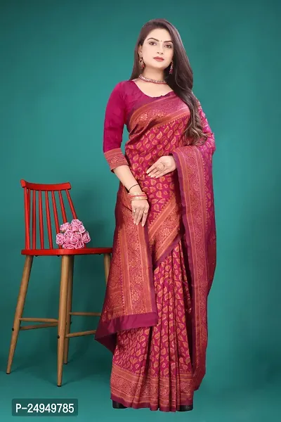 Classic Art Silk Saree with Blouse piece For Women-thumb2