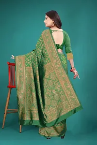 Woven, Embroidered, Striped Paithani Art Silk, Silk Blend Saree ( GREEN )-thumb3