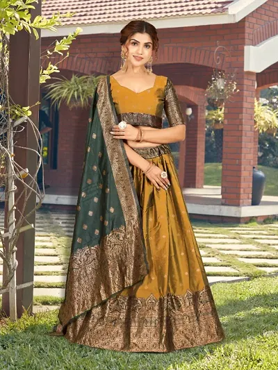 Embroidered Semi Stitched Lehenga Choli ( )