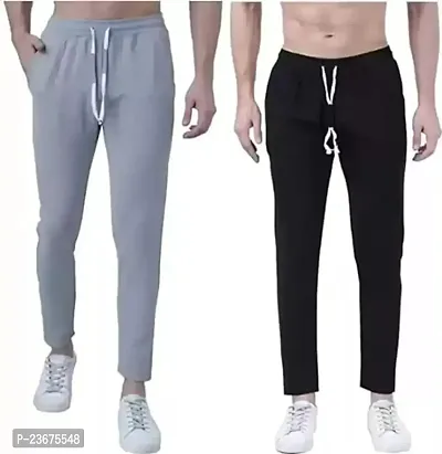 Stylish Fancy Cotton Blend Regular Track Pants For Men Pack Of 2