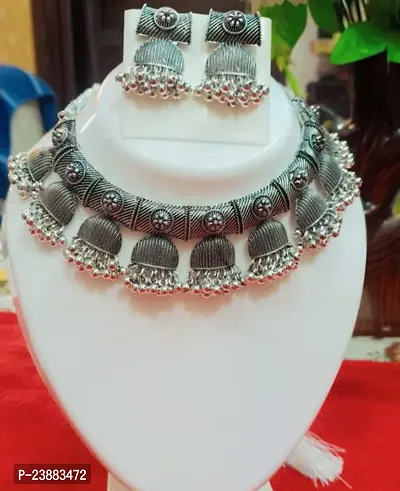 Stylish oxidised Bell design jewellery set-thumb0