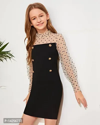 Fabulous Black Lyocell A-Line Dress For Girls-thumb3