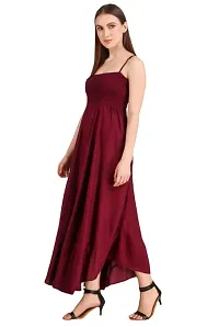 Inez Women's Square Neck Solid Crepe Maxi Dress (Maroon) Size:-Free-thumb1