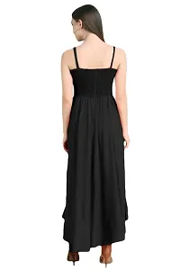 Inez Women's Square Neck Solid Crepe Maxi Dress (Black) Size:-Free-thumb2