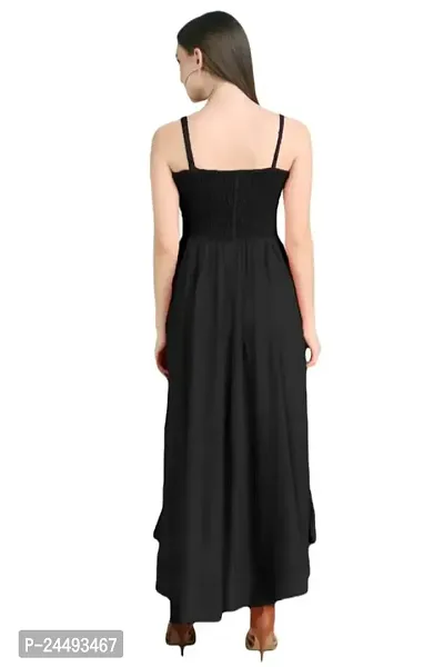 Inez Women's Square Neck Solid Crepe Maxi Dress (Black) Size:-Free-thumb3