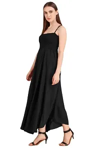 Inez Women's Square Neck Solid Crepe Maxi Dress (Black) Size:-Free-thumb1