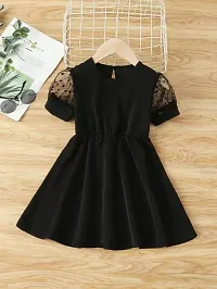 Fabulous Black Cotton Blend A-Line Dress For Girls-thumb1