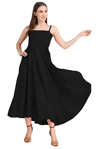 Inez Women's Square Neck Solid Crepe Maxi Dress (Black) Size:-Free-thumb3