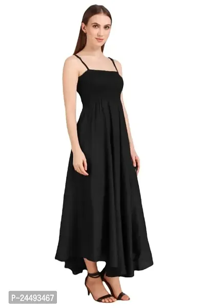 Inez Women's Square Neck Solid Crepe Maxi Dress (Black) Size:-Free-thumb0