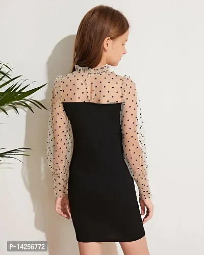 Fabulous Black Lyocell A-Line Dress For Girls-thumb2