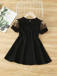 Fabulous Black Cotton Blend A-Line Dress For Girls-thumb2