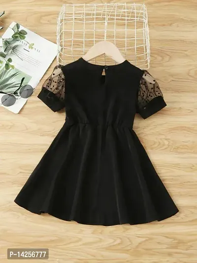 Fabulous Black Cotton Blend A-Line Dress For Girls-thumb3