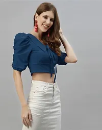 Classic Lycra Solid Crop Tops for Women-thumb3