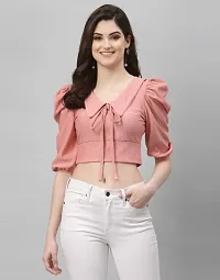 Classic Lycra Solid Crop Tops for Women-thumb1