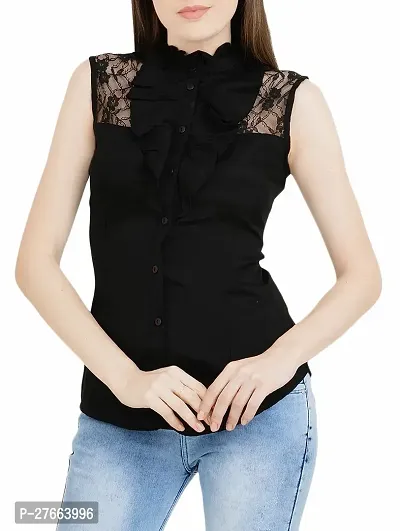 Womens Ruffle Mock Neck Top