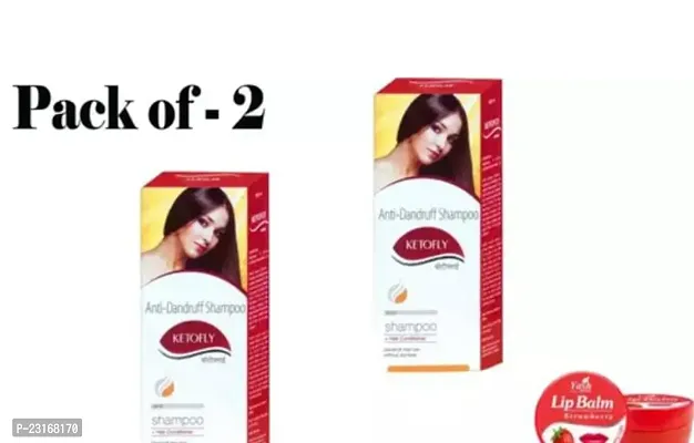 Ketofly Anti-Dandruff Shampoo For Men And Women + 1 Yash Strawberry Lip Balm Free Pack Of - 2