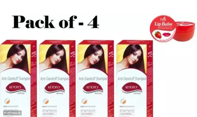 Ketofly Anti-Dandruff Shampoo For Men And Women + 1 Yash Strawberry Lip Balm Free Pack Of - 4-thumb0