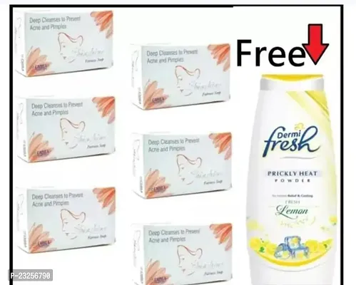 Cadila Skinshine Fairness Soap Pack Of 6 Free Dermi Fresh Lemon Fragrance Powder 150 Gm-thumb0