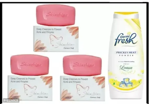 Cadila Skinshine Fairness Soap Pack Of 3 Free Dermi Fresh Lemon Fragrance Powder 150 Gm