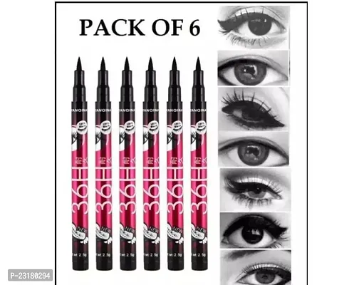 Liquid Waterproof Lash Eyeliner Pencil Eye Liner-Black, Pack Of 6