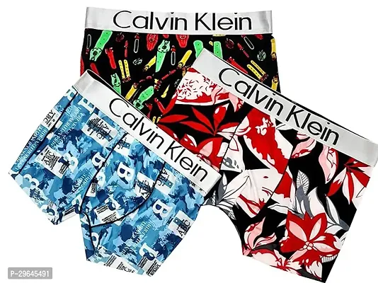 Stylish Multicoloured Silk Printed Trunk For Men Pack Of 3