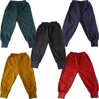 Kids Cotton Regular Fit Pajamas Trousers (Pack of 5-Assorted color/Print)-thumb1