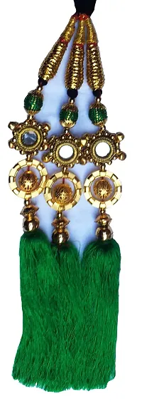 HARSHITANJAL Parandi Paranda Choti Braid Tassles Hair Accessories Hair Extensions (Green)-thumb1