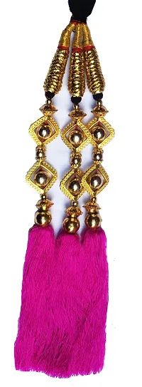 HARSHITANJAL Parandi/Paranda/Choti/Braid Hair Accessories Hair Extensions, HGS2208 (Pink)-thumb1