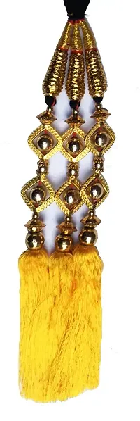 HARSHITANJAL Parandi/Paranda/Choti/Braid Hair Accessories Hair Extensions, HGS2208 (Yellow)-thumb2