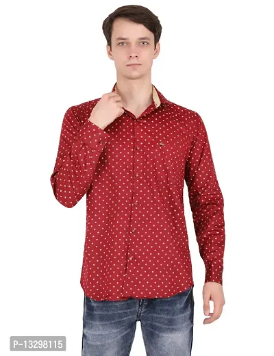 Men Printed Formal Red With Golden Flowers Shirt-thumb0