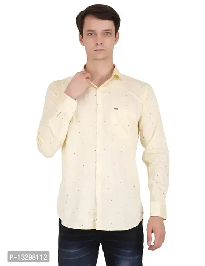 Men Printed Formal Yellow With Sprinkle dots Shirt