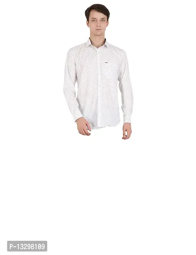 Men Formal Base White  Printed Shirt