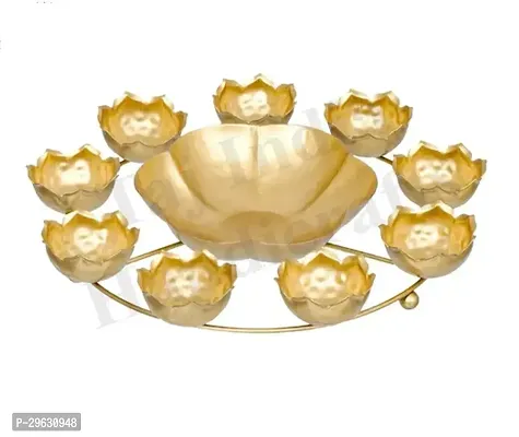 Flower Shape Diya Decorative Urli Bowl for Home Decor Pack of 1 Gold Color.-thumb0