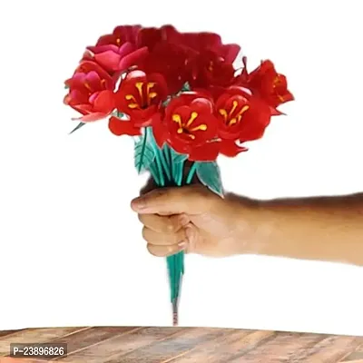 Decorative Red Color Artificial Flower Bunch For Home Decor Red Rose Artificial Flower Pack Of 12
