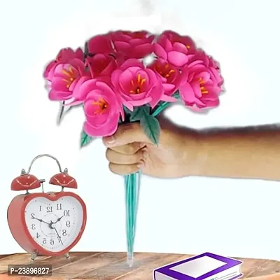 Decorative Pink Colour Artificial Flower Bunch For Home Decor Pack Of 12-thumb0