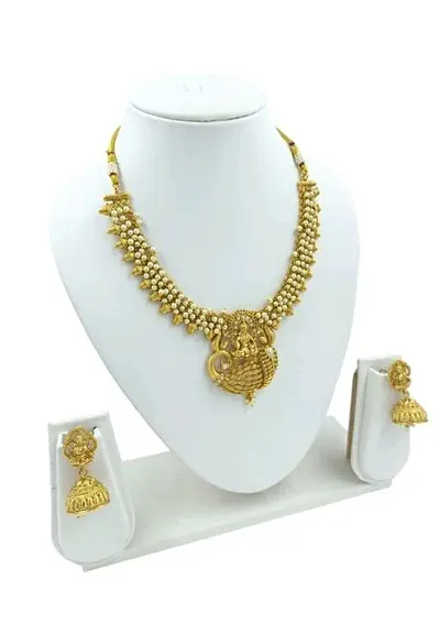 Trendy Women Brass Necklace with Earrings set