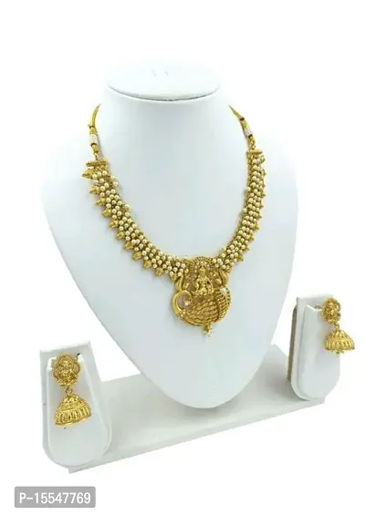 Trendy Women Brass Necklace with Earrings set