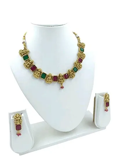 Trendy Women Brass Necklace with Earrings set