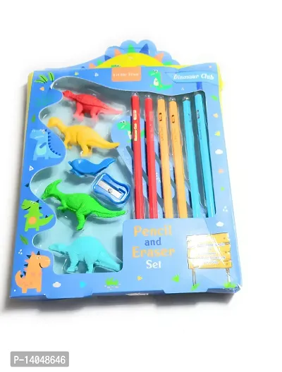 Debnath Traders Dinosaur Pencil and Eraser Set-thumb0