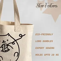 Kotart - Graphic Printed Cotton Tote Bags - Reusable Shopping / Grocery Bag - Multipurpose Canvas Shopping Tote Bag with Long Handle - ( 15 x 16 inch , Natural Beige) (tote01)-thumb2