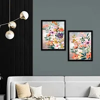 KOTART - floral theme abstract art paintings with frame for living room wall decor - modern art framed posters (11x14 inch, multicolor) set of 2-thumb3